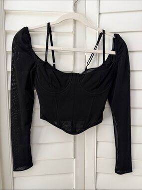 White Fox Boutique sheer Sleeve Corset Crop Top